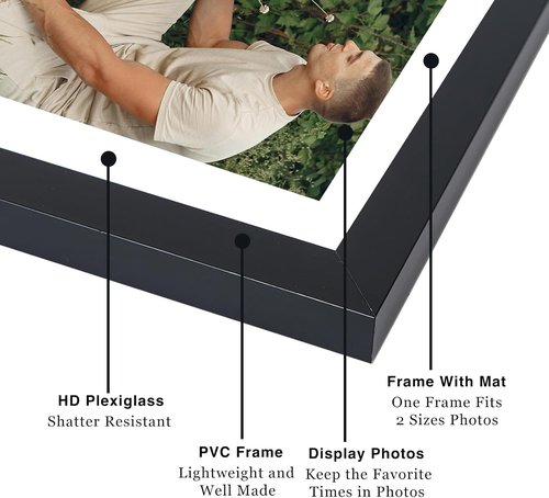 JCJMY 11x14 Picture Frames Set - 10 Pack Black Gallery Wall Frames for 8x10 Photos with Mat