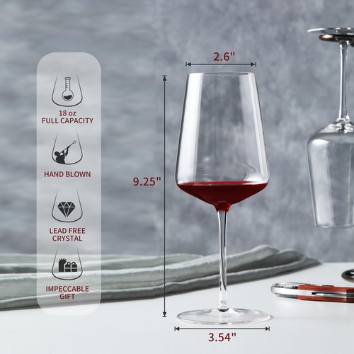 CnSneg Red Wine Glasses Set of 4, Hand Blown Stemmed Wine Glass 18oz, Premium Crystal White Wine Glasses for Christmas, Birthday, Wedding Gift