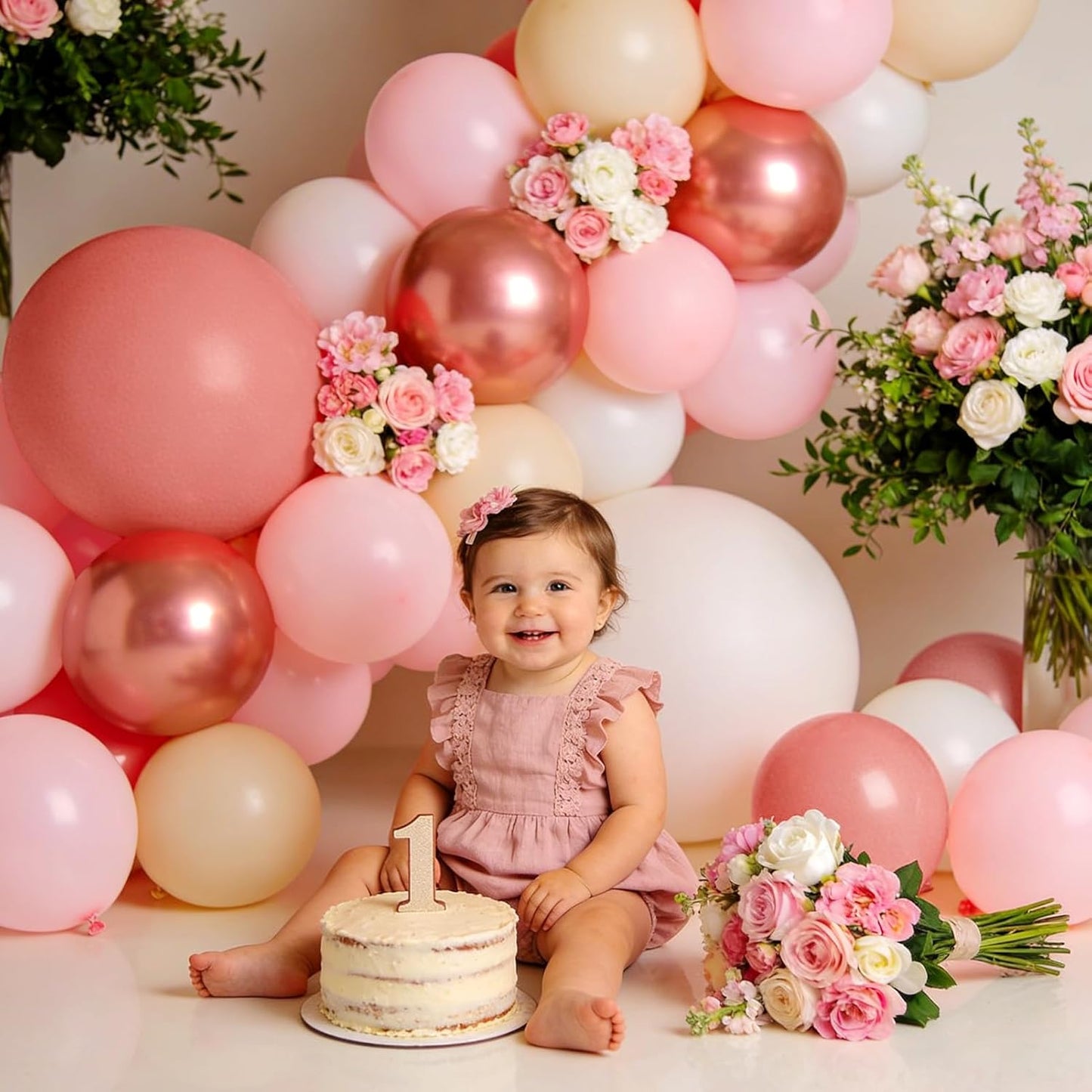 Winrayk Rose Gold Balloons - Floral Baby Shower Decorations with Letters | Pink Balloon Arch Kit for Girls