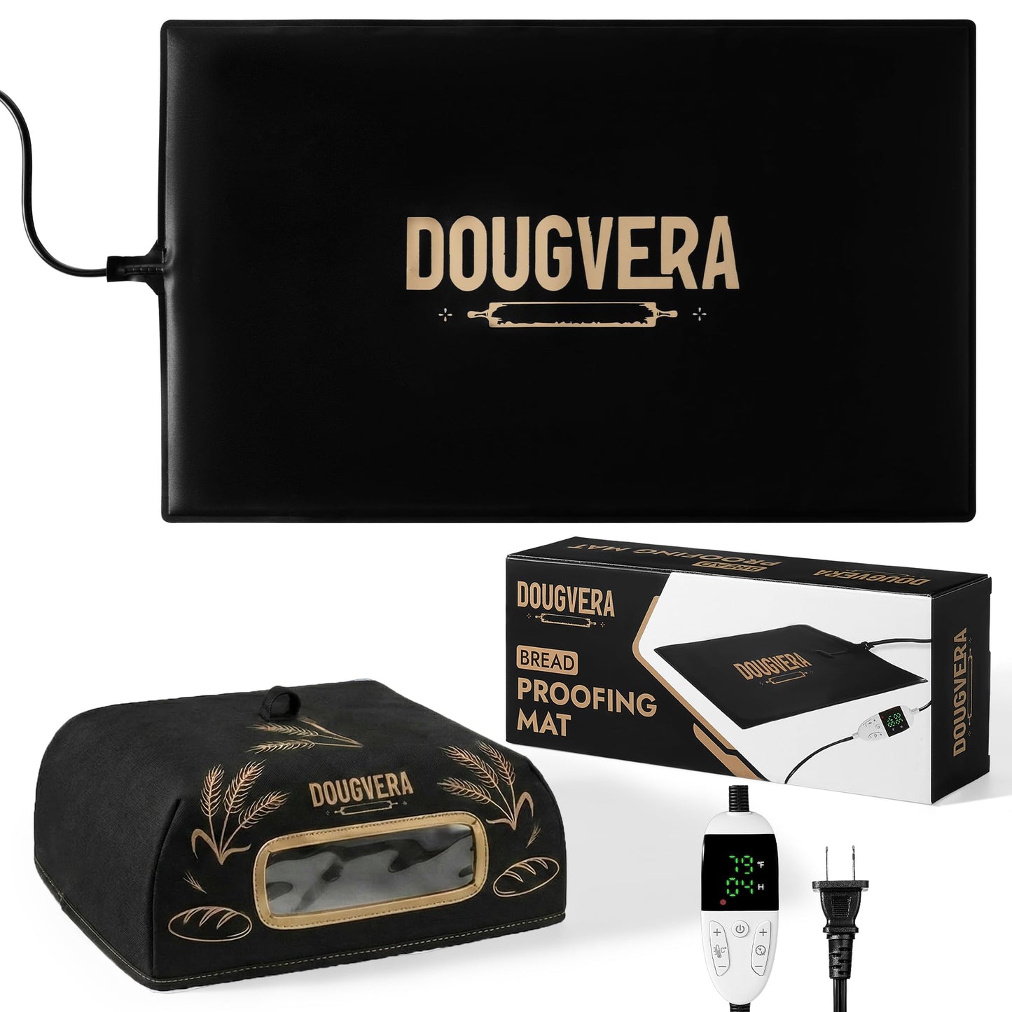 Dougvera Bread Proofing Mat 13 x 21In Bread Proofer Warming Mat for Food – Temperature Controlled Sourdough Heating Pad for Home Baking – Waterproof Casing – 2.1M Cord with Standard Plug