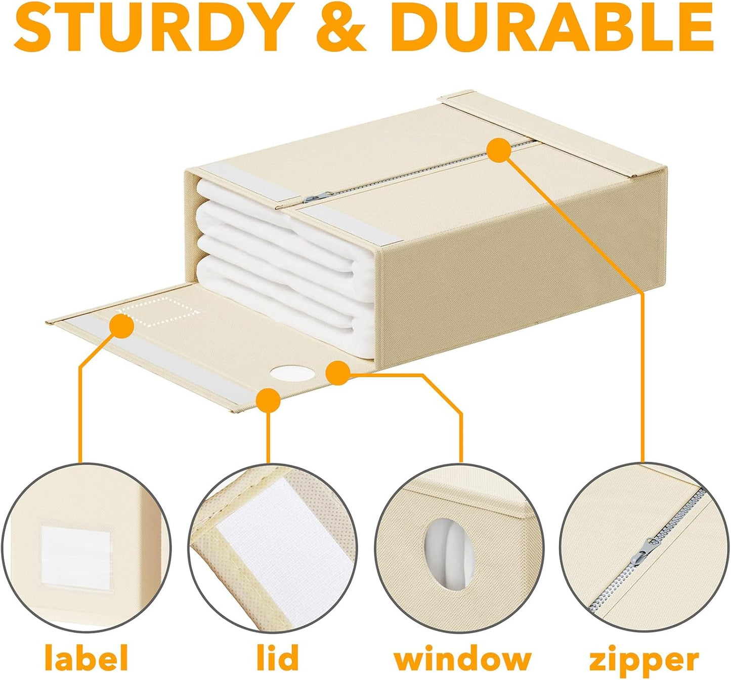 SpaceAid Bed Sheet Organizers - Foldable Linen Closet Storage | XL Queen & King Size, Beige (8 Pack)