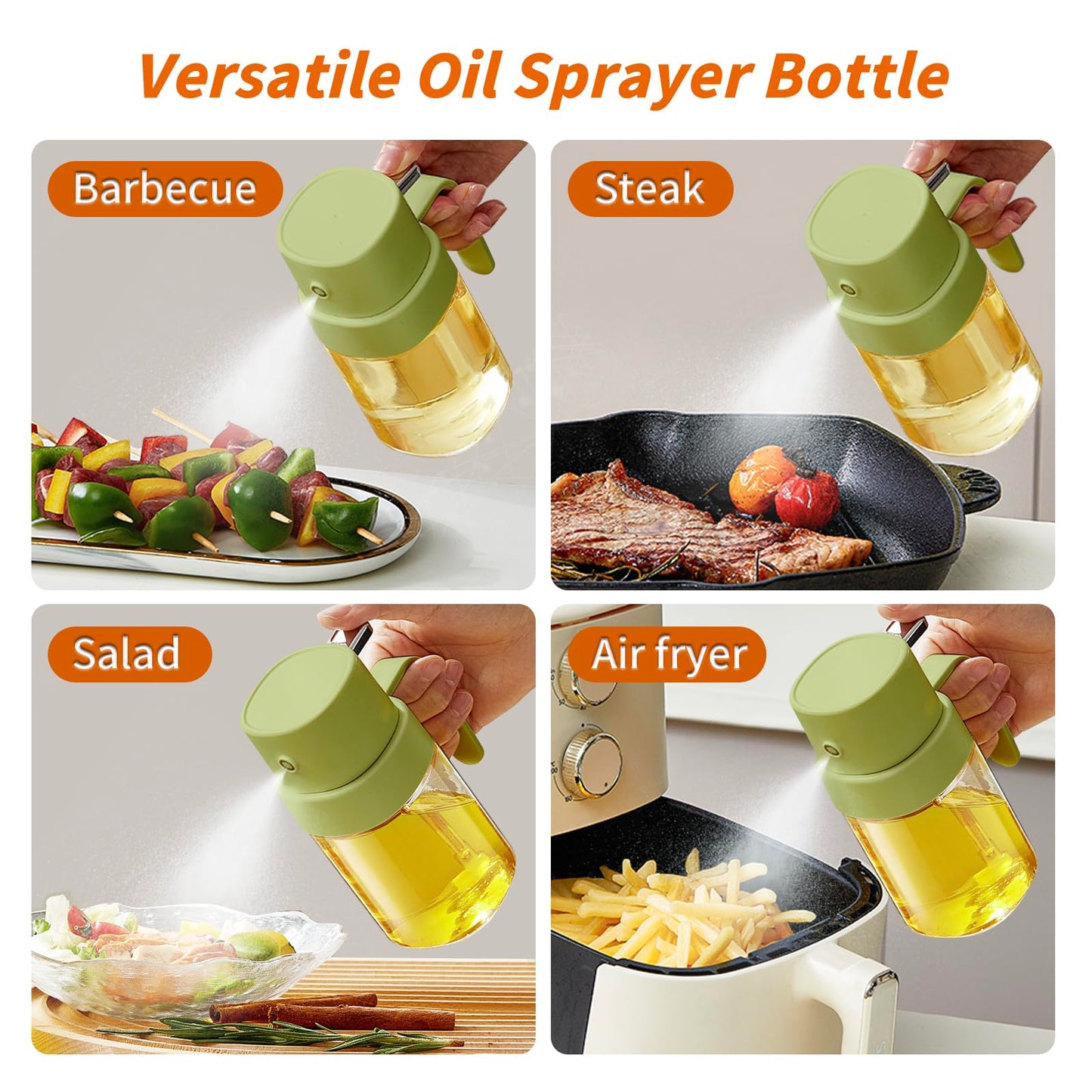 YARRAMATE Mini Oil Sprayer for Cooking, 6.8 OZ/ 200 ML Premium Oil Spray Bottle for Kitchen, Food-grade Olive Oil Sprayer, Portable Oil Mister for Air Fryer, kitchen, Outdoor BBQ and Camping (Green)