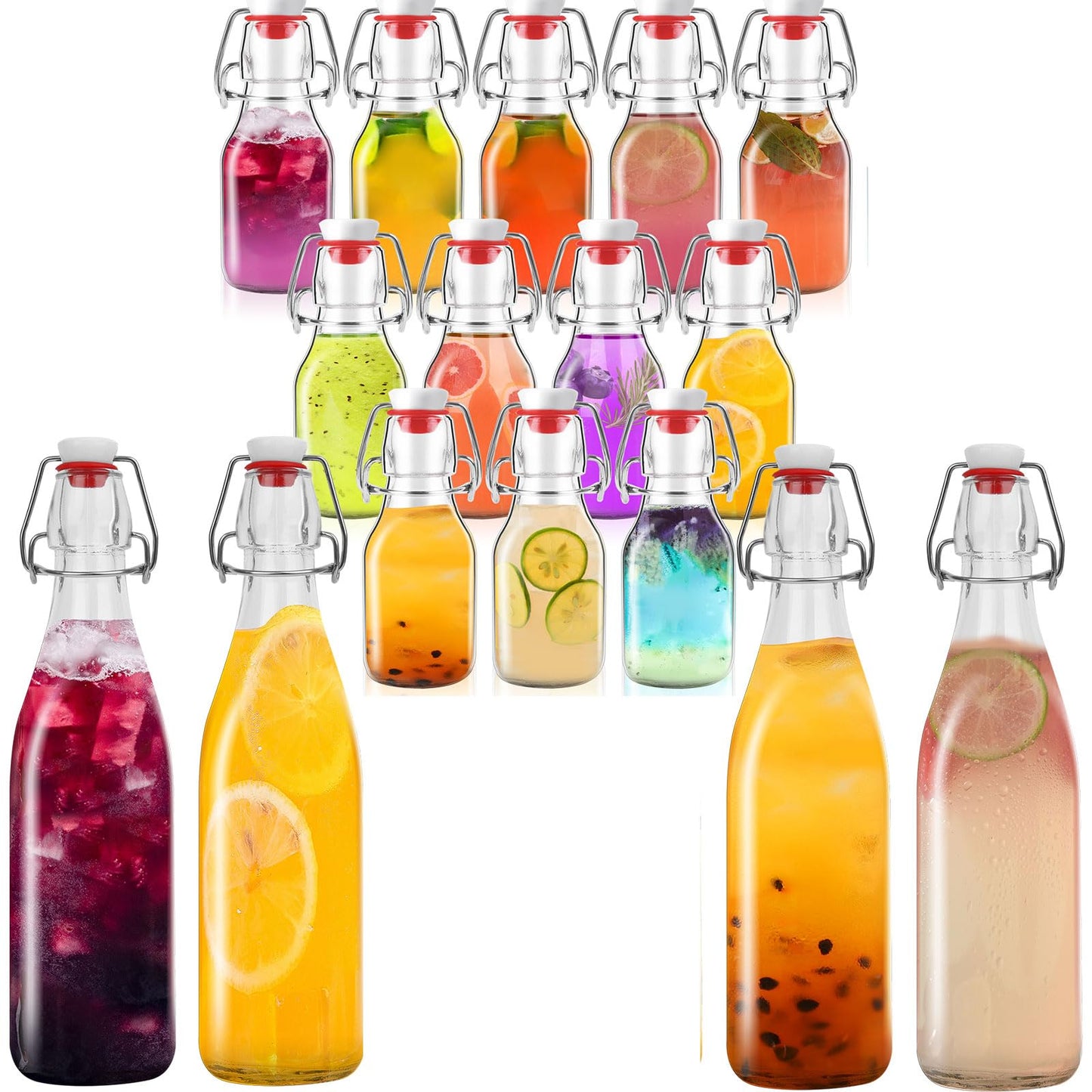 ZEBEIYU Beer Bottle,Swing Top Glass Kombucha Bottles with Stoppers for Brewing,Beverages,Smoothies,Kefir,Soda,Juicing,Kombucha,Oil,Water,Milk,Vinegar(32 oz 4 Pack+4 oz 12 pack)