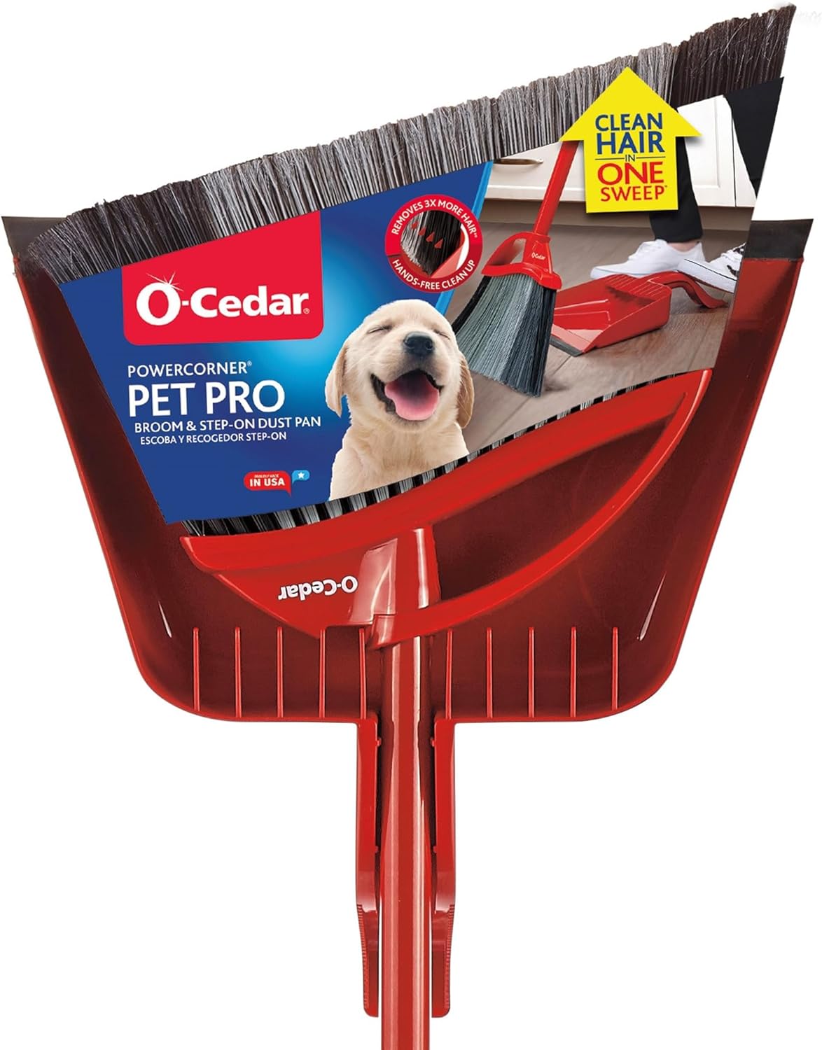 O-Cedar Pet Pro Broom - Step-On Dustpan for Effortless Cleaning | Removes 99% Pet Hair | Ideal for Cat & Dog Owners