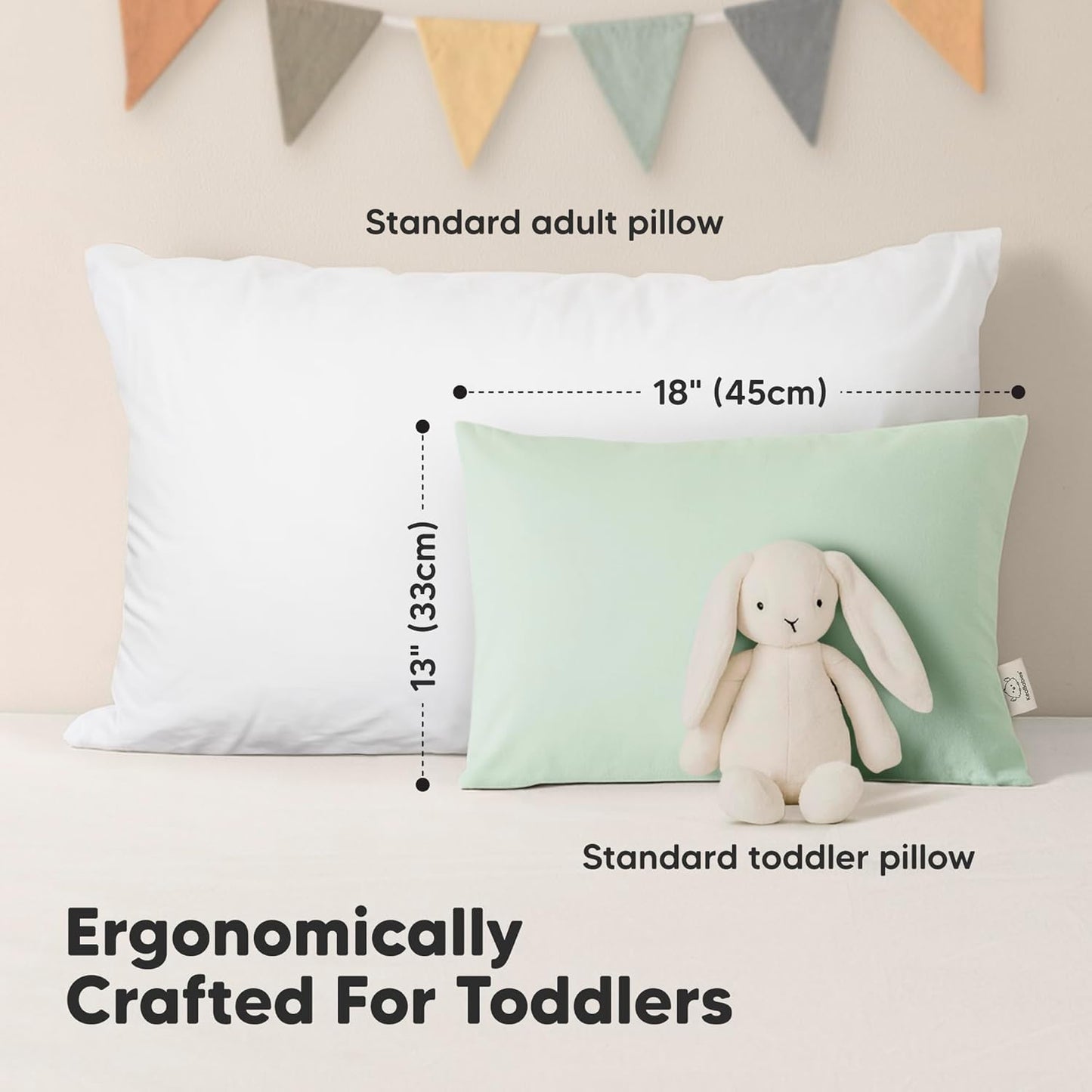 KeaBabies Toddler Pillows - Soft Organic Cotton for Ages 2-5 | 13x18, Machine Washable, Ideal for Travel & Nap