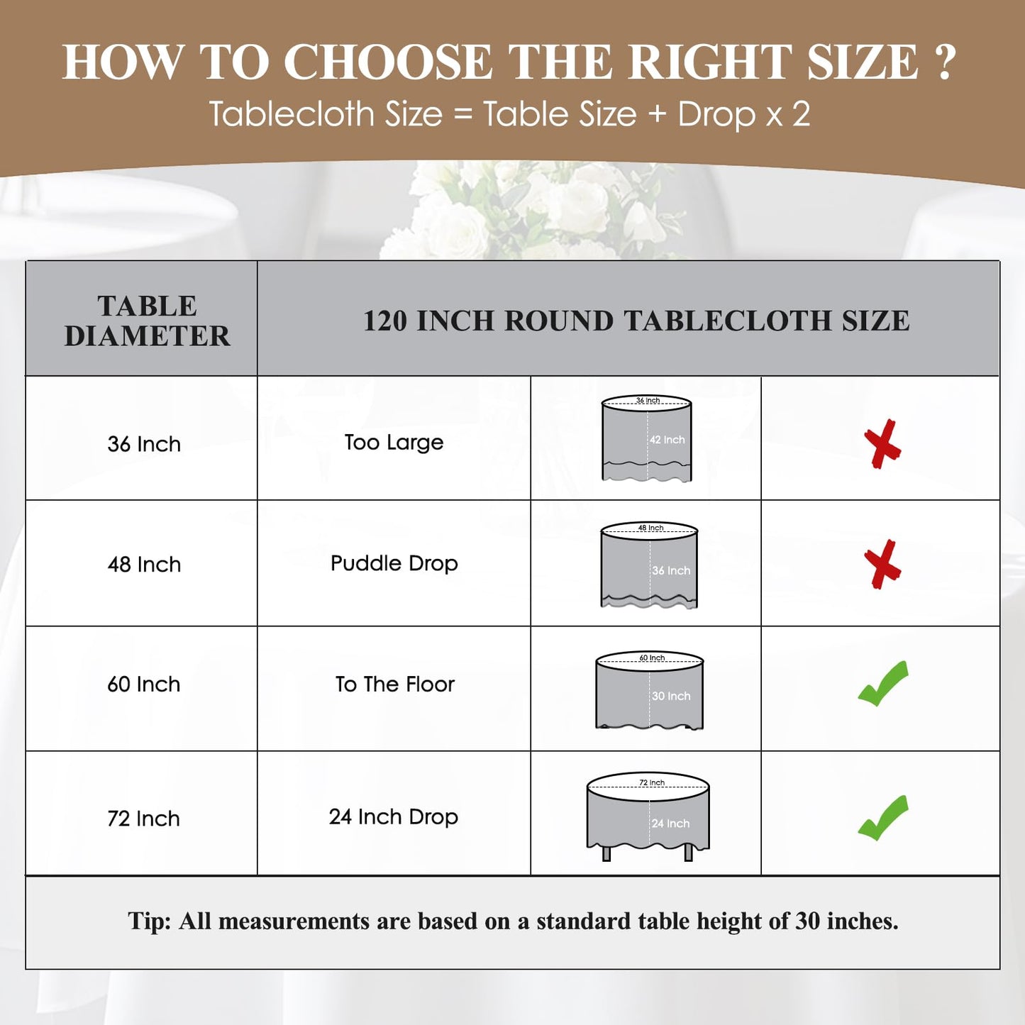 Aocoz Round Tablecloth 120 Inch 10 Pack White Tablecloths Washable Decorative Linen Polyester Table Clothes Cover for Dining Table Banquets Buffet Parties and Wedding