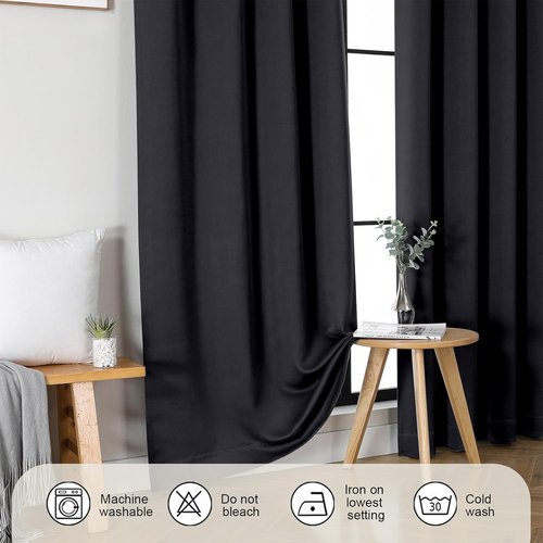 Gwine Blackout Curtains - Thermal Insulated Light Blocking Drapes for Bedroom | 63 Inch Length, 2 Panels