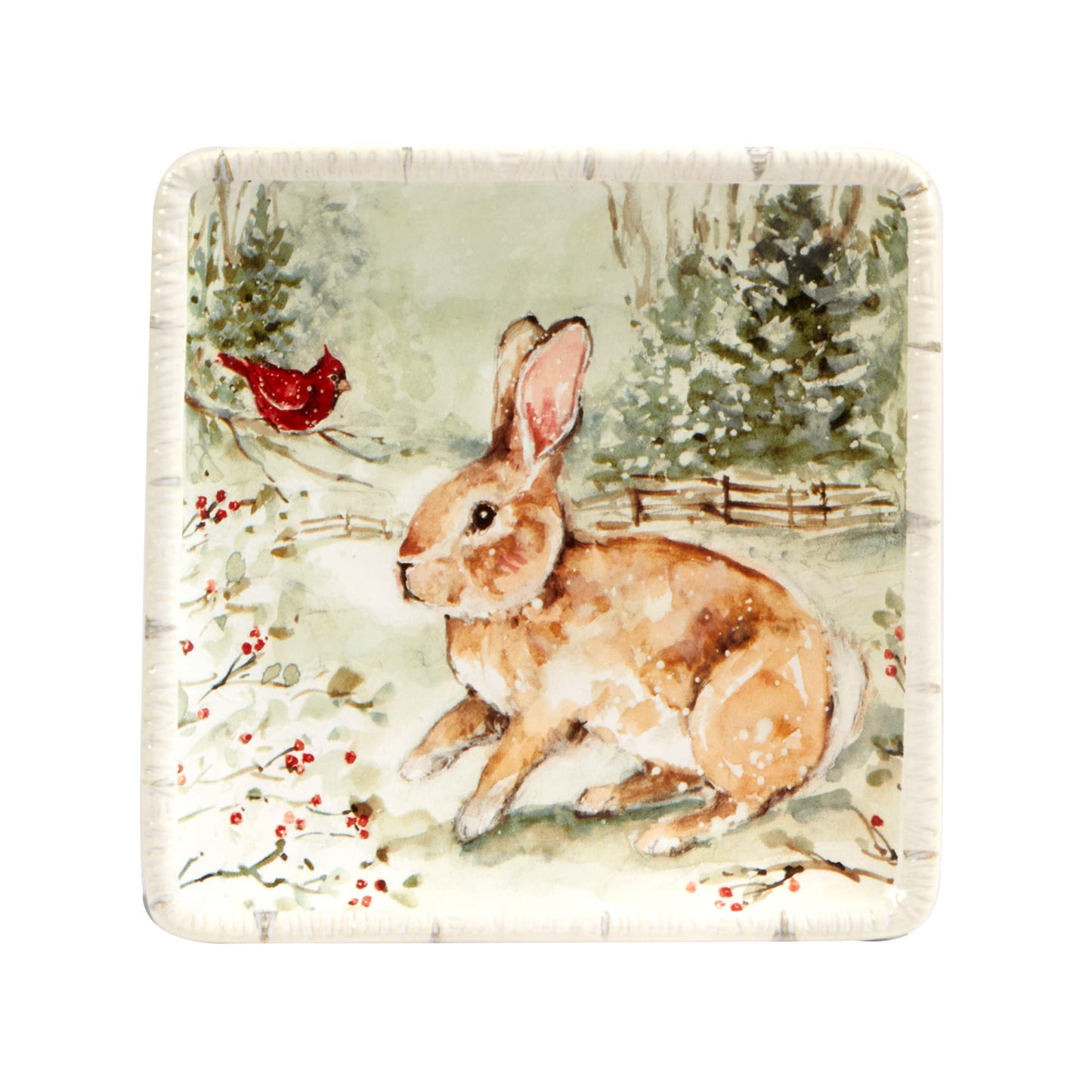 Certified International Winter's Walk 6" Canape/Luncheon Plates, Multicolor, Small, Set of 4