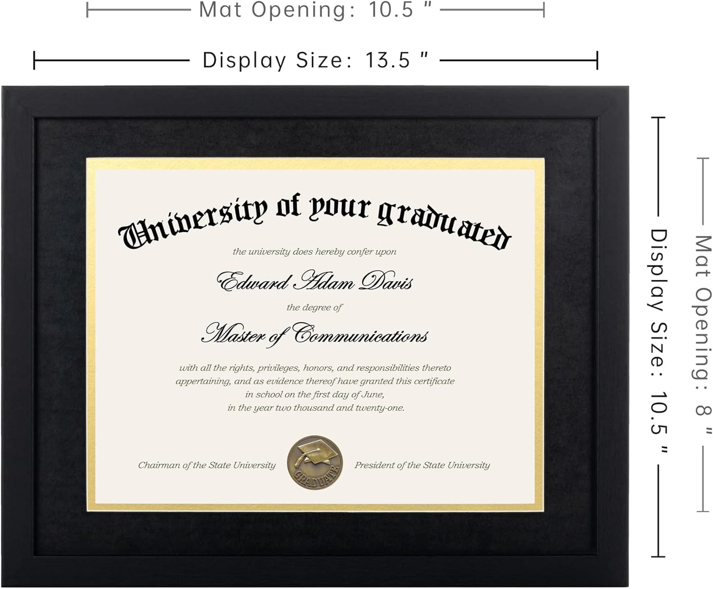 Upsimples 11x14 Diploma Frame - High Definition Glass Certificate Frame with Black Double Mat