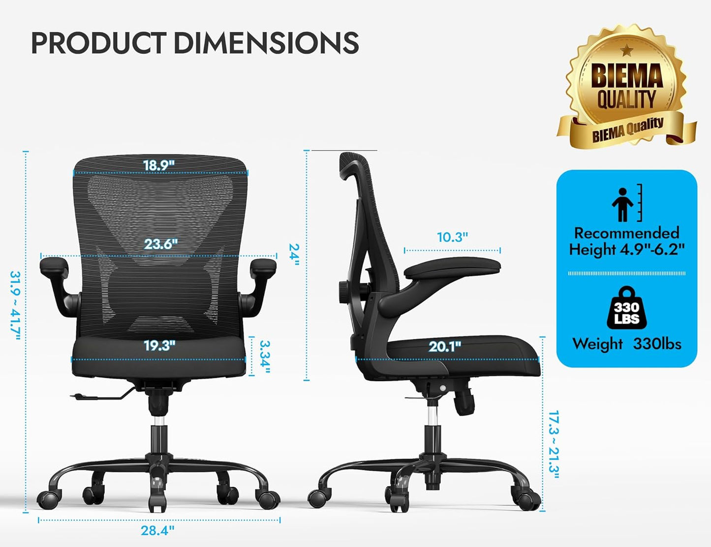 Skiennix Ergonomic Office Chair - Adjustable Lumbar Support for Home, Gaming & Work | Comfortable Black Design