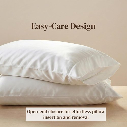 Beckham Hotel Collection Pillowcases - Queen Size Set of 2 | Cool Touch Cotton Sateen, 500TC, Silky Soft, White