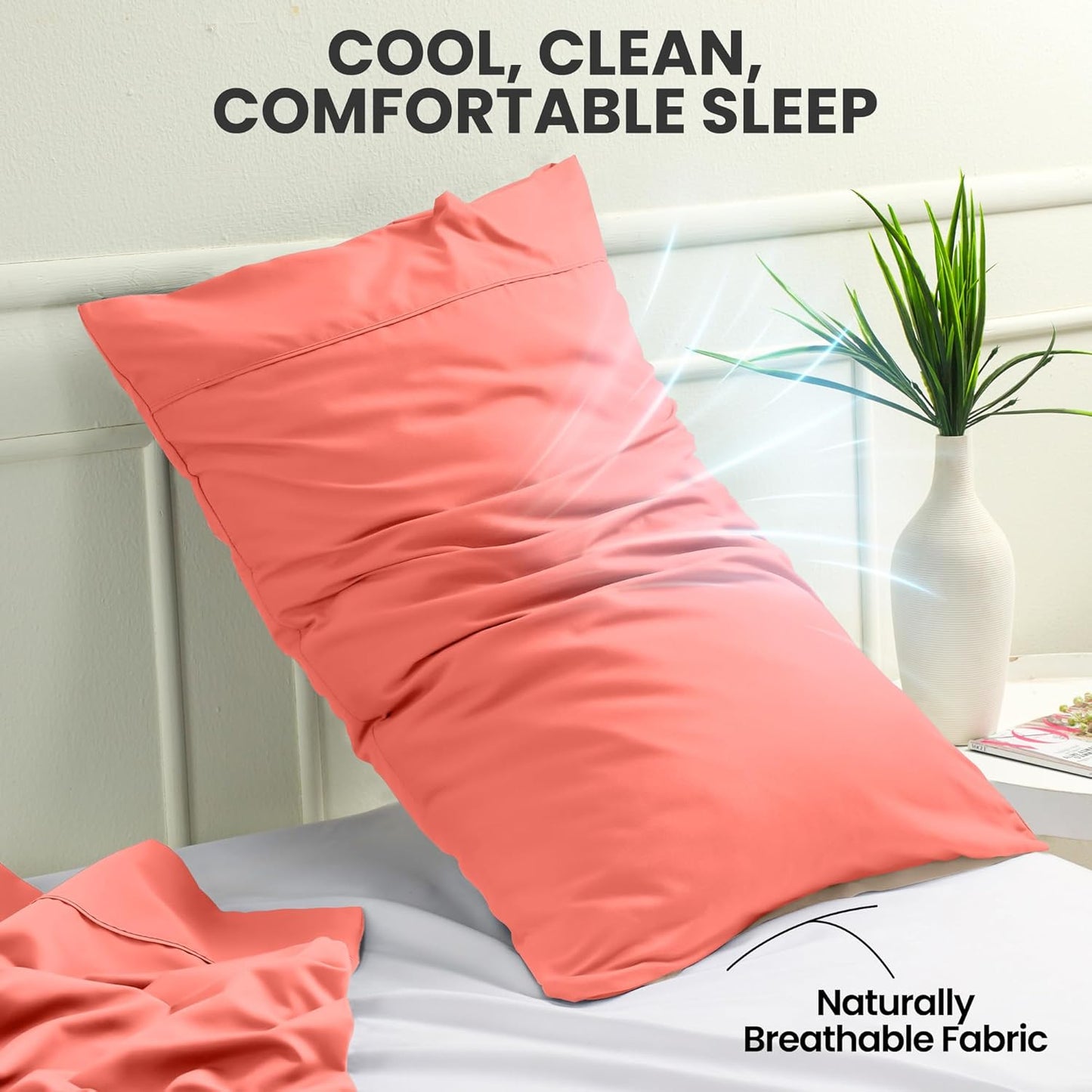 Utopia Bedding Queen Pillow Cases - Soft Brushed Microfiber - 2 Pack | Fade Resistant 20 x 30 Inches (Coral)