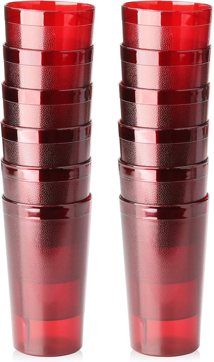New Star Foodservice Restaurant-Grade Polycarbonate Beverage Tumblers, 20 oz, Red, Set of 12