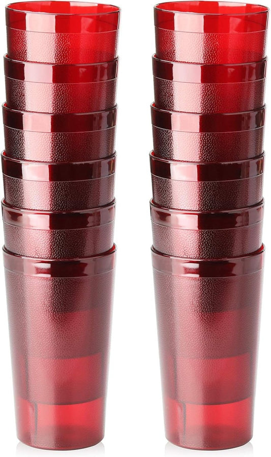 New Star Foodservice Restaurant-Grade Polycarbonate Beverage Tumblers, 20 oz, Red, Set of 12
