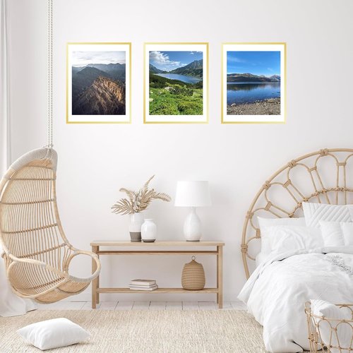 JCJMY 18x24 Picture Frame - Elegant Gold Design with 16x20 Mat for Wall Display