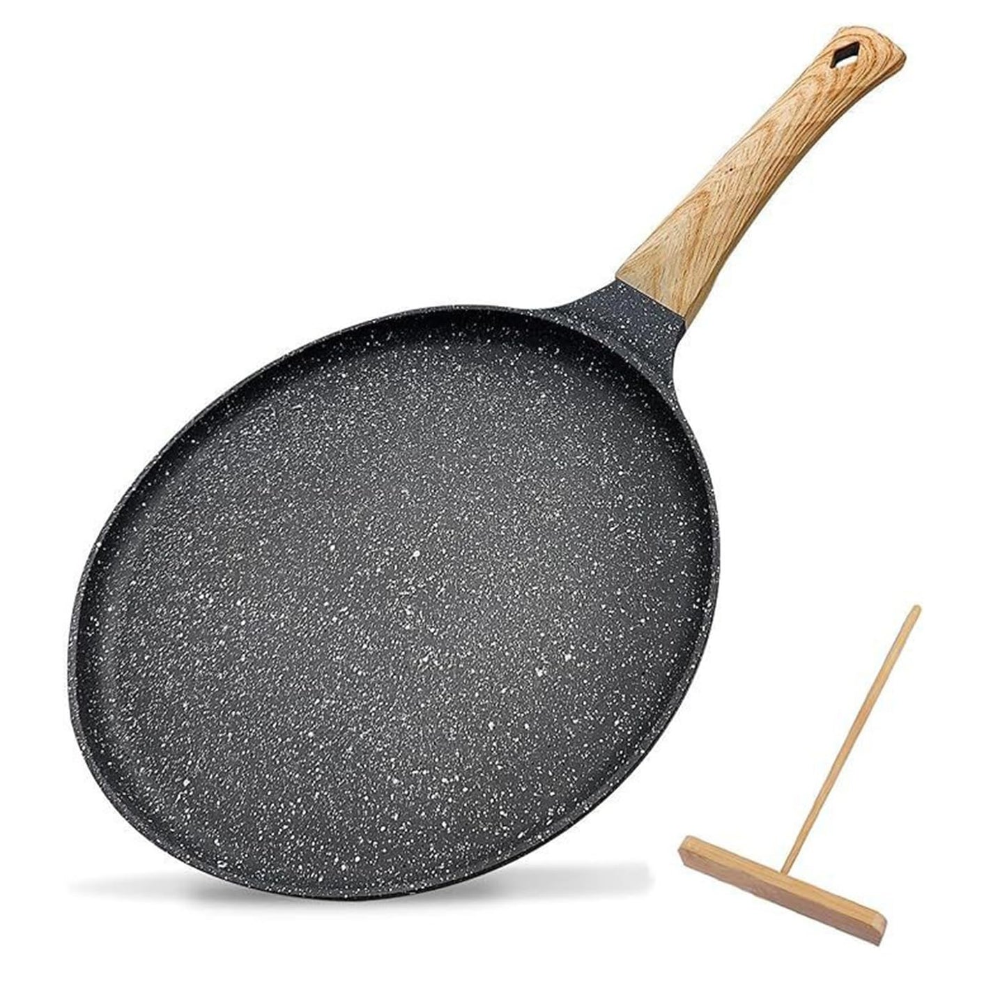 ycxmjyr Crepe Pan with Spreader 11 Inch Dosa Tawa for Roti Indian Nonstick Chapati Pan Gray