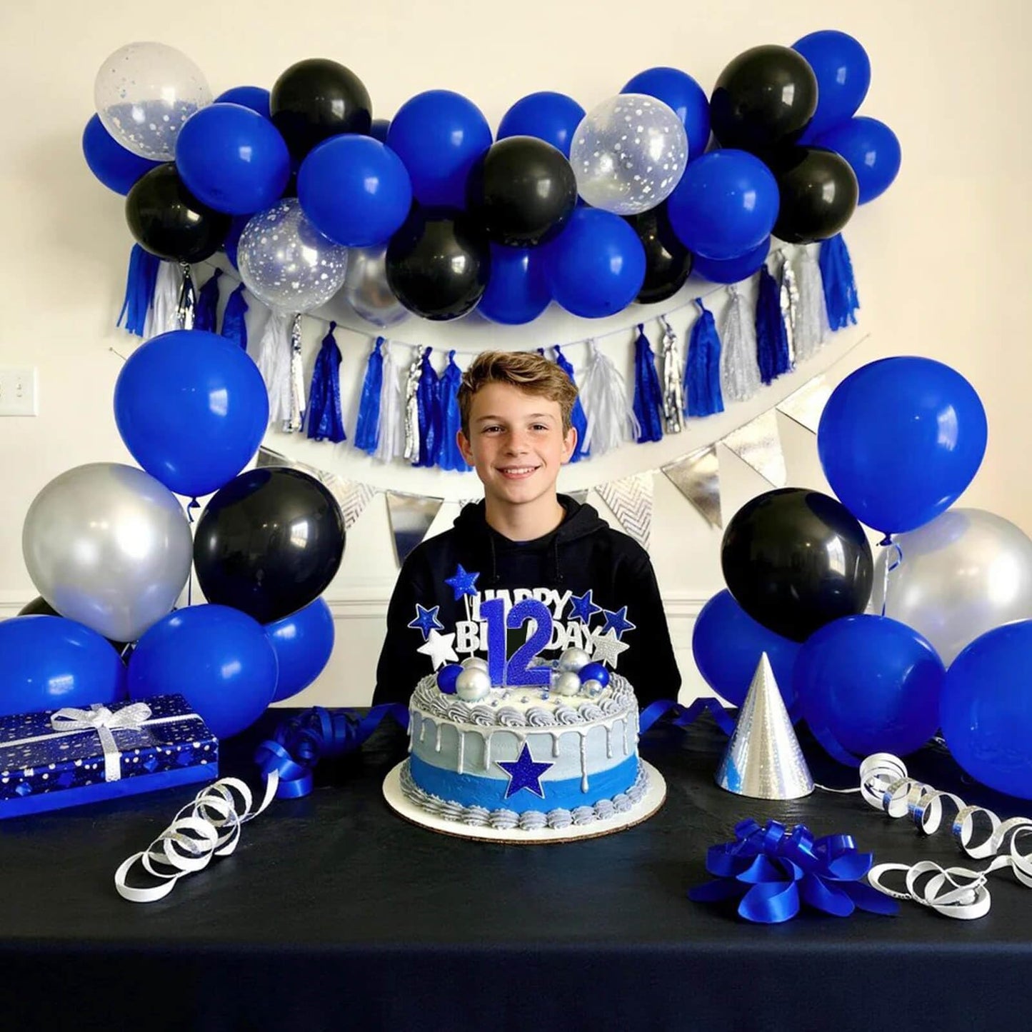 110pcs Blue Balloon 12 inch, Blue Latex Balloon for Birthday Party Baby Shower Wedding(with 2 Ribbons).