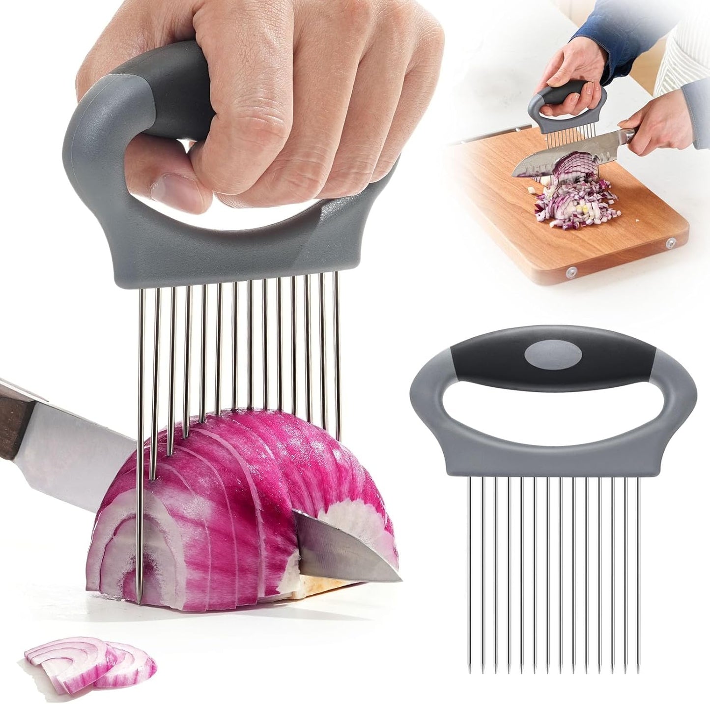 Skiennix Onion Slicer Holder - Stainless Steel Multi-Purpose Vegetable Chopper | Ideal for Tomatoes, Potatoes, and More