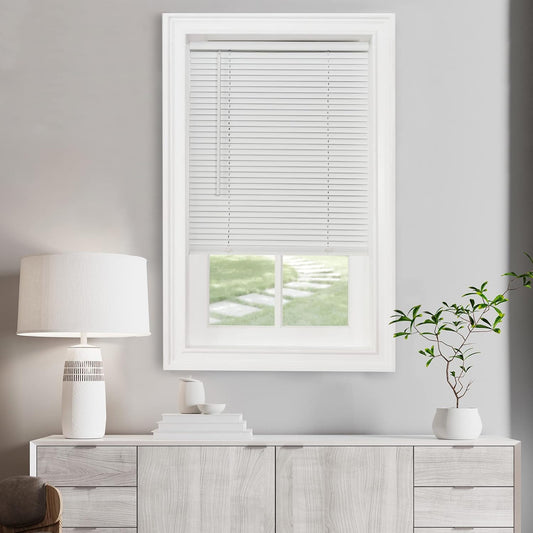 Achim Home Decor Cordless Mini Blinds - Light Filtering, Pearl White, 27" W x 72" L, 1" Slat Size