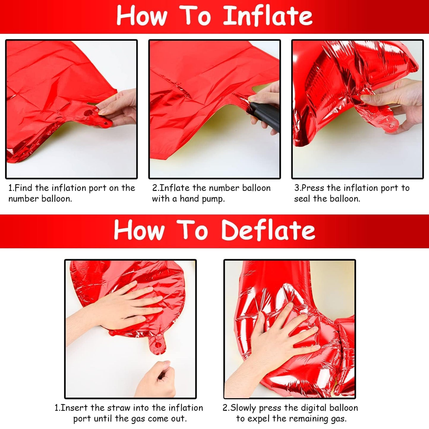 Red Foil Balloon Number 8 for Boys, 40'' Giant Self Inflating Number Balloons Set 0-9, Large Number 8 Helium Balloon for Girls Women 8th Birthday Graduation Anniversary Party Decorations Supplies