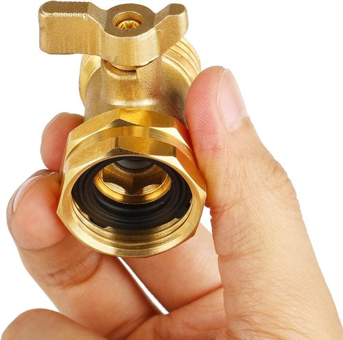 Heavy Duty Brass Hose Shut Off Valve by [Brand Name] - Extended Handle - 3/4" Connector with 4 Washers