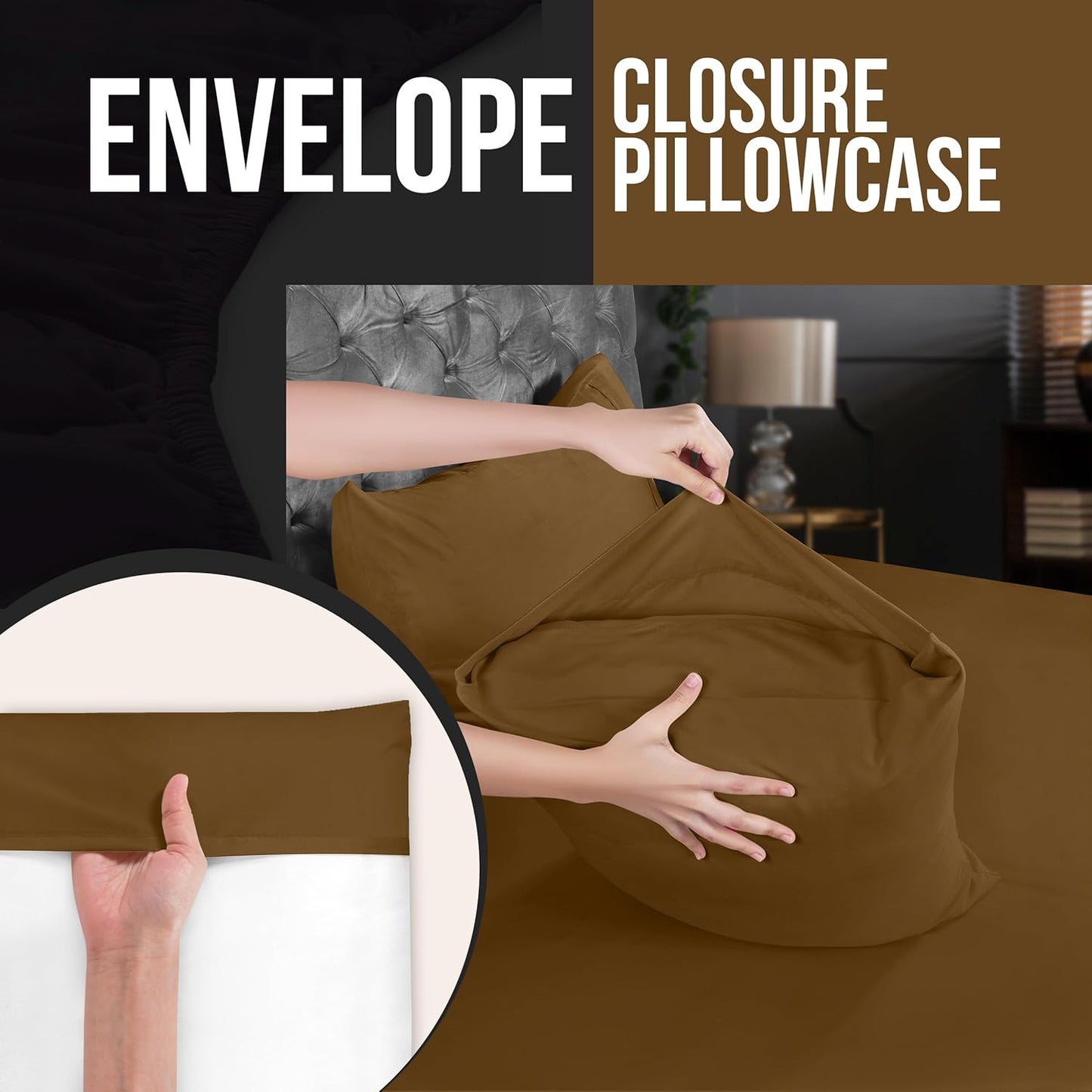 Utopia Bedding King Pillow Cases - 4 Pack Soft Brushed Microfiber - Fade Resistant 20 X 40 Inches | Mocha