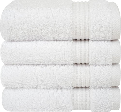 Cotton Paradise 100% Cotton Turkish Washcloth Set - 4 Soft Absorbent White Towels for Bathroom
