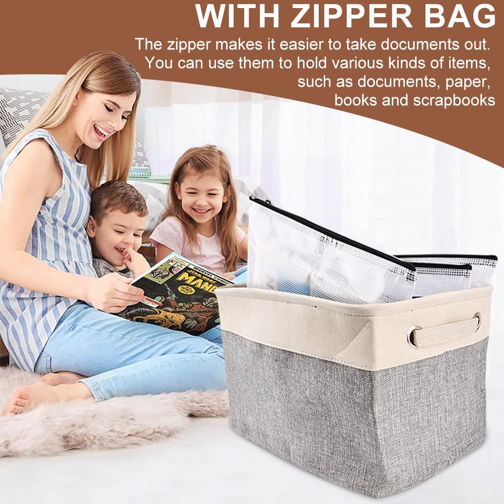 NINEFOX Board Game Storage, Board Game Organizer, with 10 Pcs Zipper Bags and 20 Sheets Writable Stickers, Suitable for Puzzle Storage, Toys, Document (1 Pack-Grey)