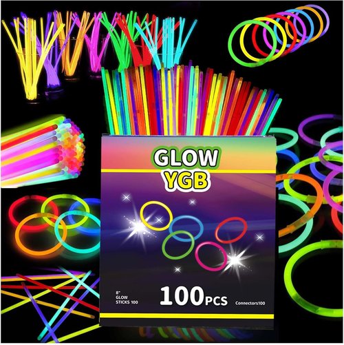 Glow Sticks | 100PCS Bulk Party Pack - 8” Glow In The Dark Bracelets for Kids & Halloween Fun