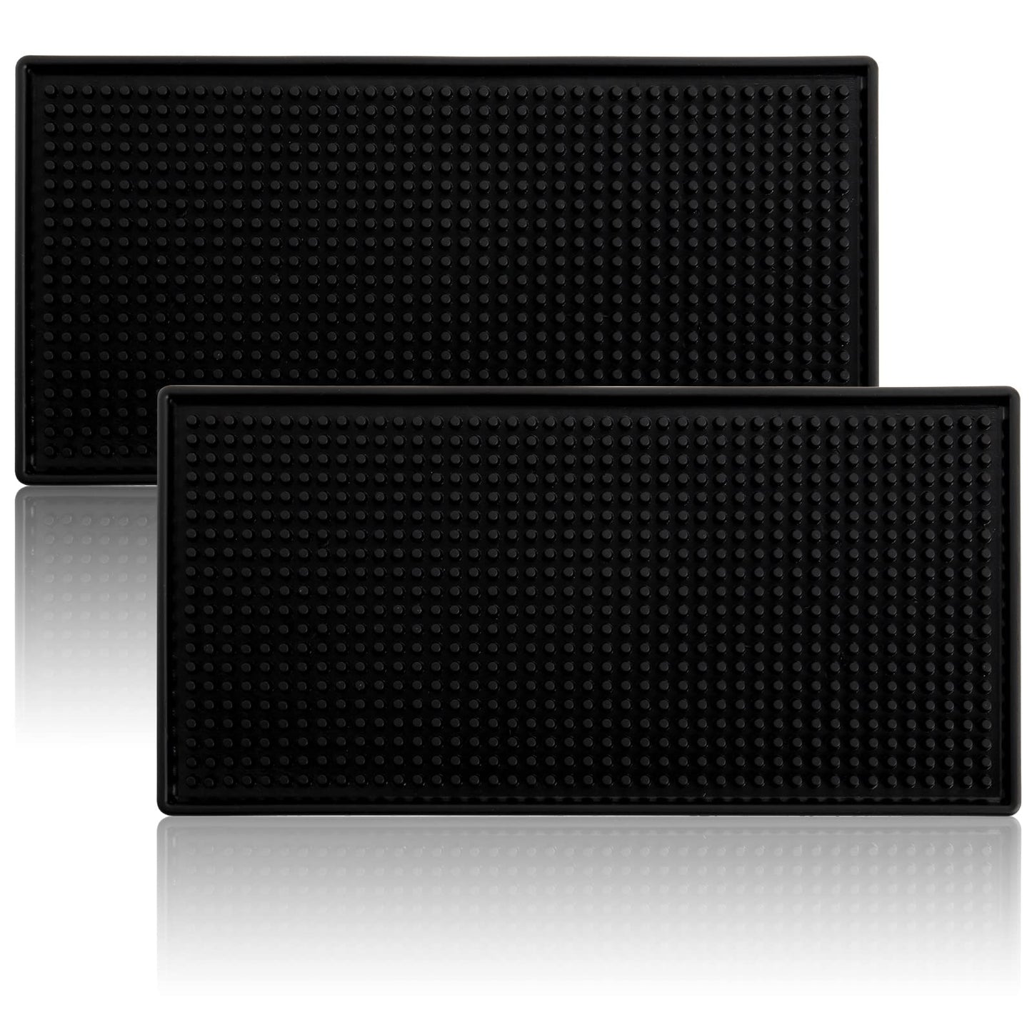 Tebery 2 Pack Rubber Bar Mats, Non-Slip 12 x 6 Inch Black Bar Service Spill Mat for Glassware, Dish Cocktail Drying Mat for Countertop, Bar, Restaurant, Kitchen, Coffee Shop