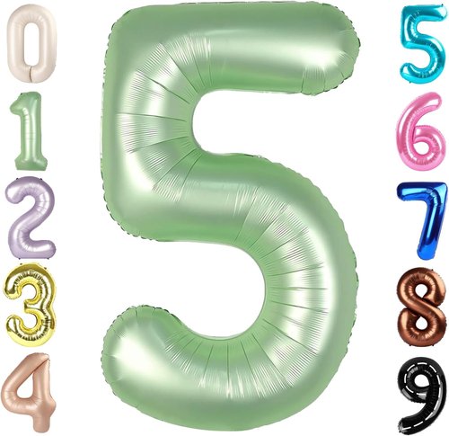 Balloon Numbers | 40 Inch Olive Green Balloons for 5th Birthday & Wedding Decor