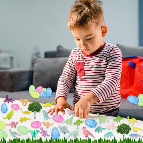 36 Pack Easter Eggs Filled with Glow in The Dark Dinosaur Toys, Easter Basket Stuffers for Toddlers Kids Boys Girls Glow Colorful Easter Eggs Dinosaur Easter Egg Fillers Hunt Gifts Party Favors Prize