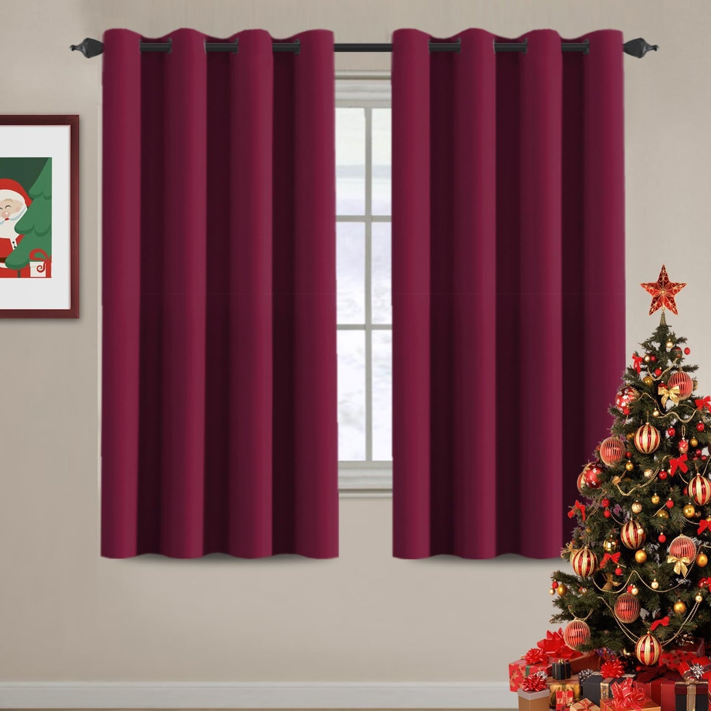 Blackout Curtains 52x63 Inch - Ultra Soft Thermal Insulated Grommet Panel for Living Room & Bedroom