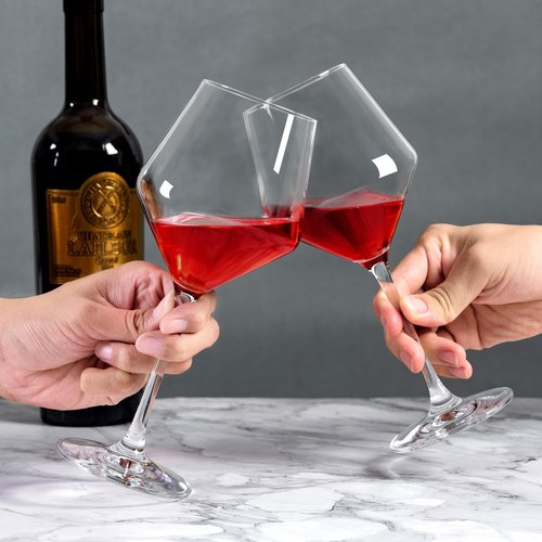 FrutPunch Hand-Blown Crystal Wine Glasses Set of 4, 16OZ, Long Stem Glasses for Red and White Wine, Christmas and Wedding Gifts (4)