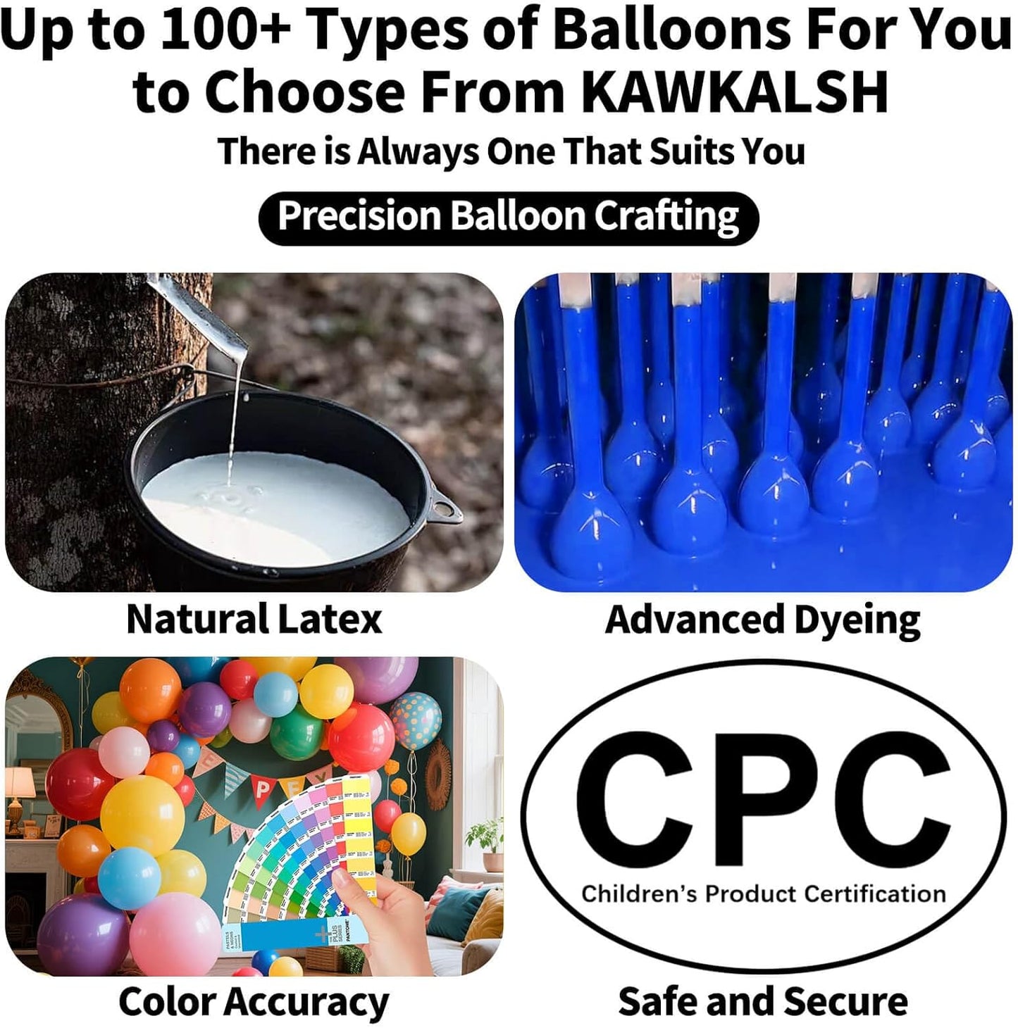 KAWKALSH Black Balloon | 12-Inch Thickened Latex Party Balloons - 110pcs for Birthdays & Weddings