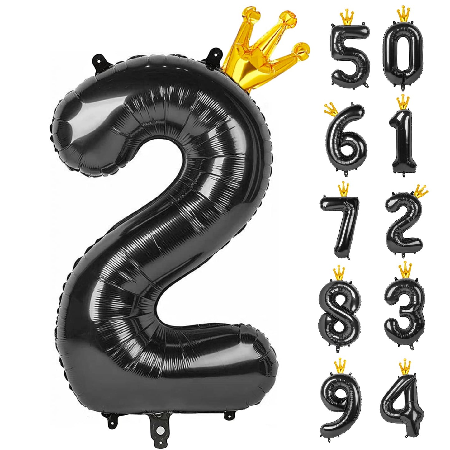 Black 2 Balloon, 40 Inch Number Balloons, Two Second Balloons Number Birthday Decorations, 2nd Bday Party Supplies, Number 2