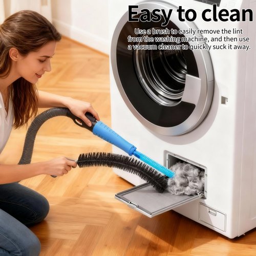 Dryer Vent Cleaner Kit - Universal Vacuum Hose Attachment & Lint Brush, Effectively Clean Clogged Dryer Ducts, Fit Most Vacuums for Dryer, Refrigerator Coils & Behind Appliances (Blue)