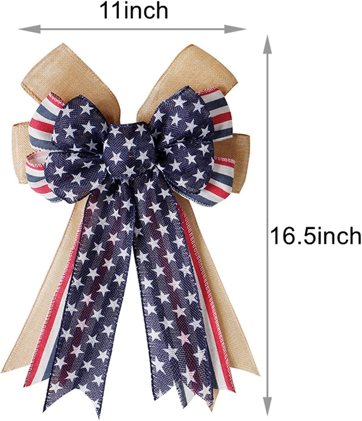Patriotic Decor Bows - Burlap Red White Blue Stripe Stars | Perfect for 4th of July & Memorial Day