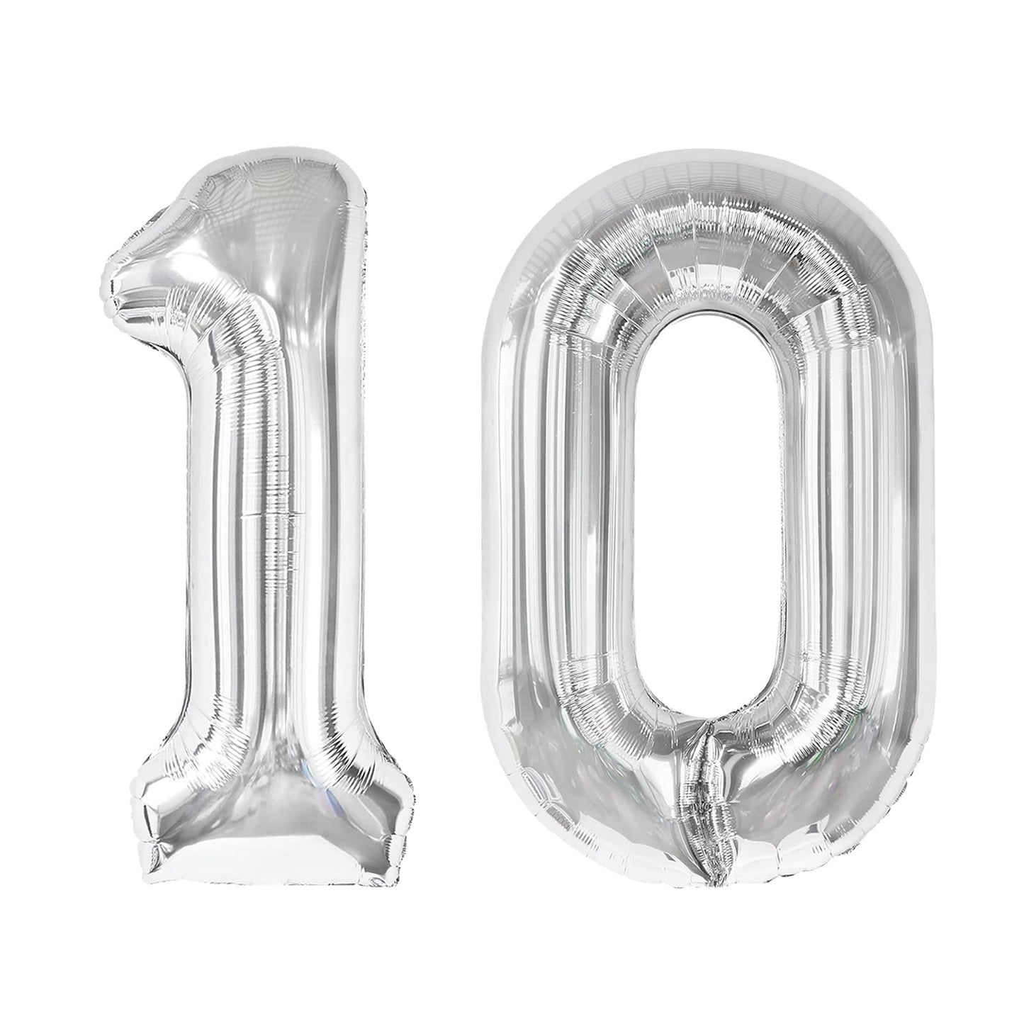 Silver Number 10 Balloon 40 inch, 10 Number Balloons, 10th Silver Birthday Decorations for Girls Boys Kids, 10 Year Old Silver Party Supplies