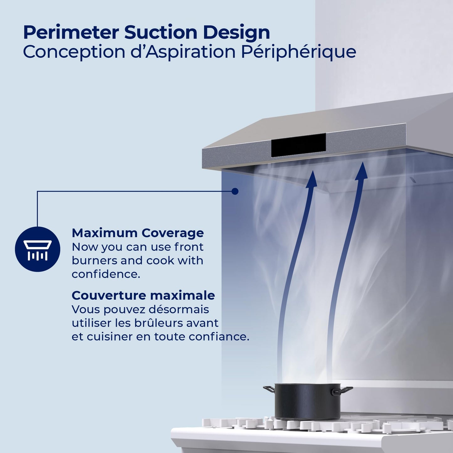 Hauslane Range Hood 30" Under Cabinet, 950 CFM Kitchen Range Hood | Steam Auto Clean Vent Hood, 6 Speed Kitchen Hood with Touch Panel | Stainless Steel Range Hoods Chef Series PS38