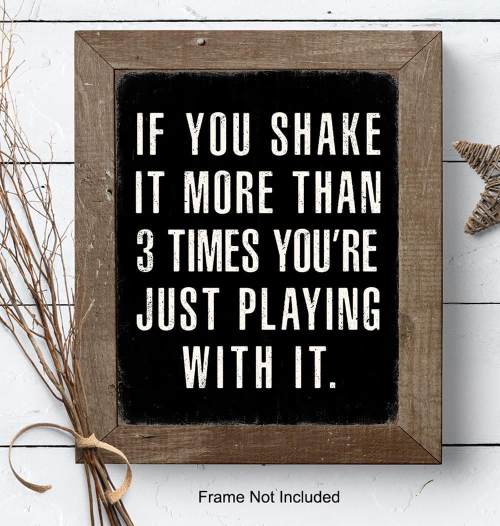 Skiennix Bathroom Wall Decor - Rustic Black Funny Sayings | Sarcastic Gifts for Him - Masculine Art Print