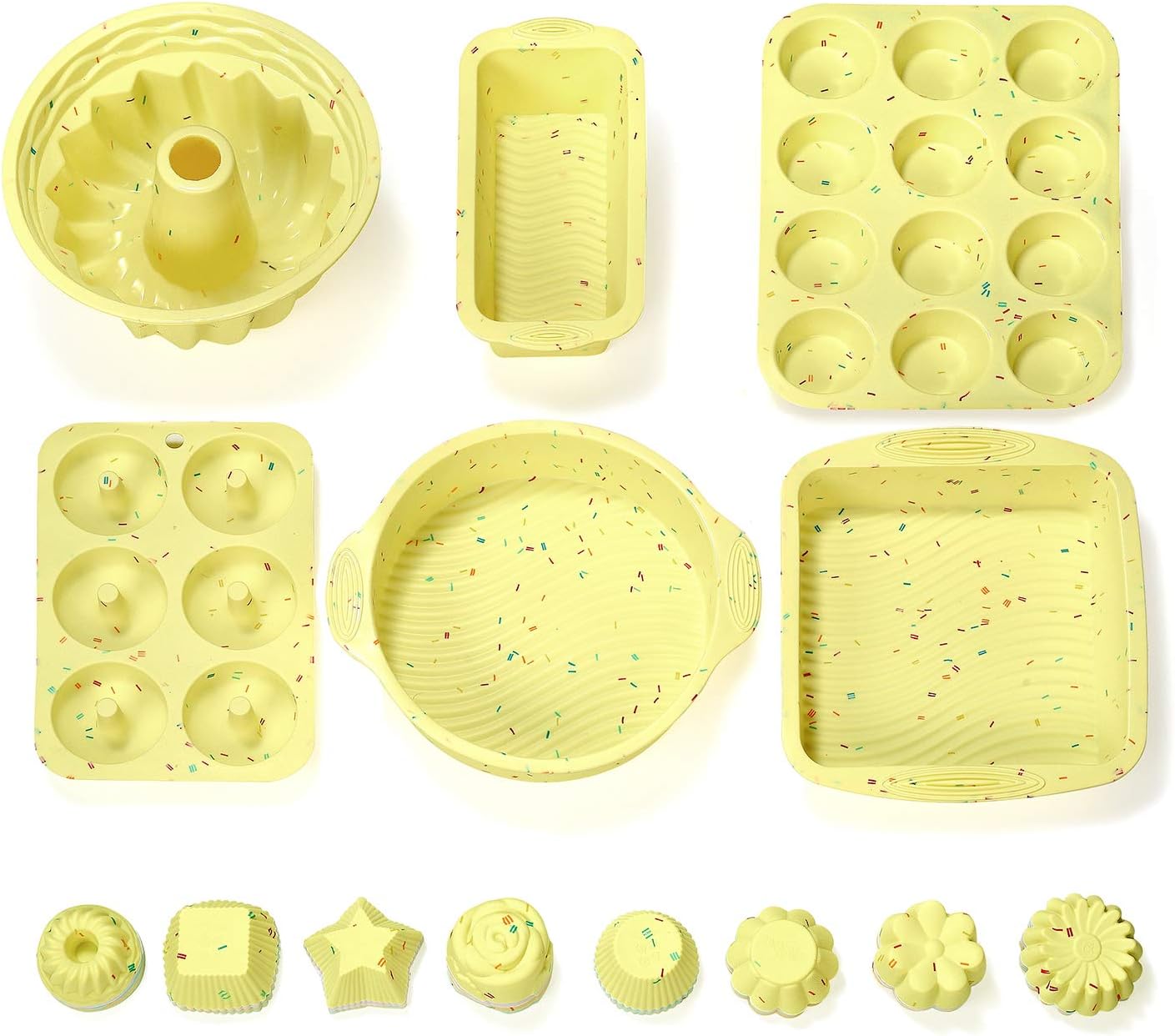 Skiennix 46PCS Silicone Bakeware Set - Versatile Molds for Baking Cakes, Muffins, Donuts & Cupcakes