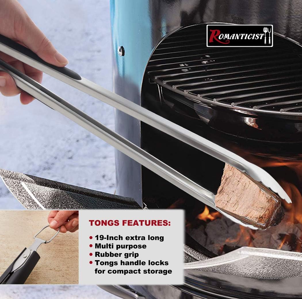 **ROMANTICIST Heavy Duty Grill Accessories Set - Professional BBQ Tools for Outdoor Cooking | 4-Piece Deluxe Gift for Dad**