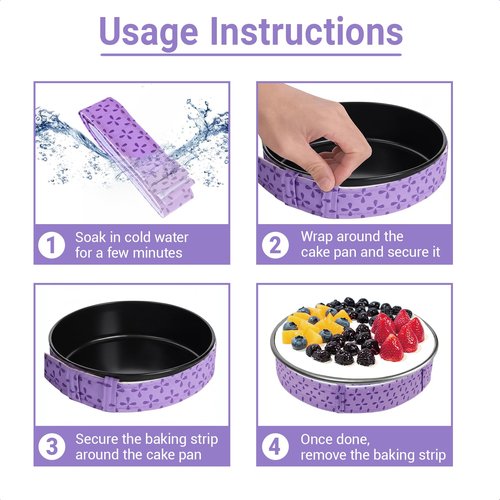 Hufopik 3-Piece Cake strips for even baking, Baking strips for cake pans, Baking Supplies and Cake leveler
