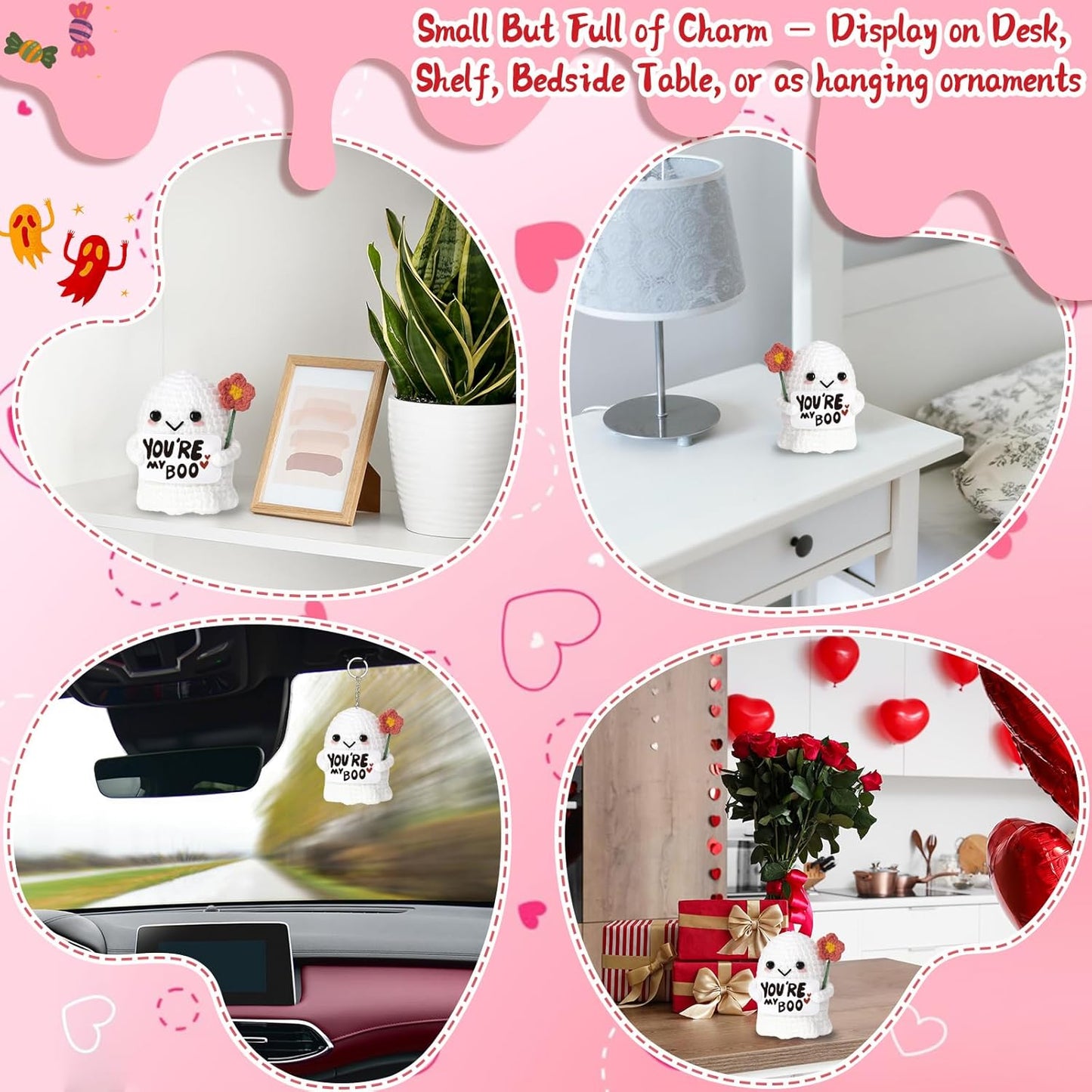 Skiennix You're My Boo Crochet Ghost - Cute Anniversary Gift for Him/Her | Perfect for Valentine's Day & Halloween