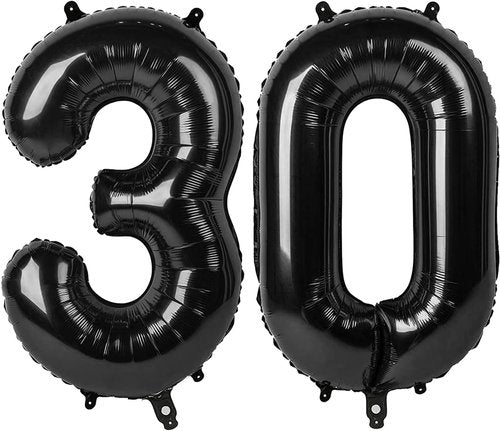 Black Number 30 Balloon - 40 Inch 30th Birthday Decoration for Men & Women Party Supplies