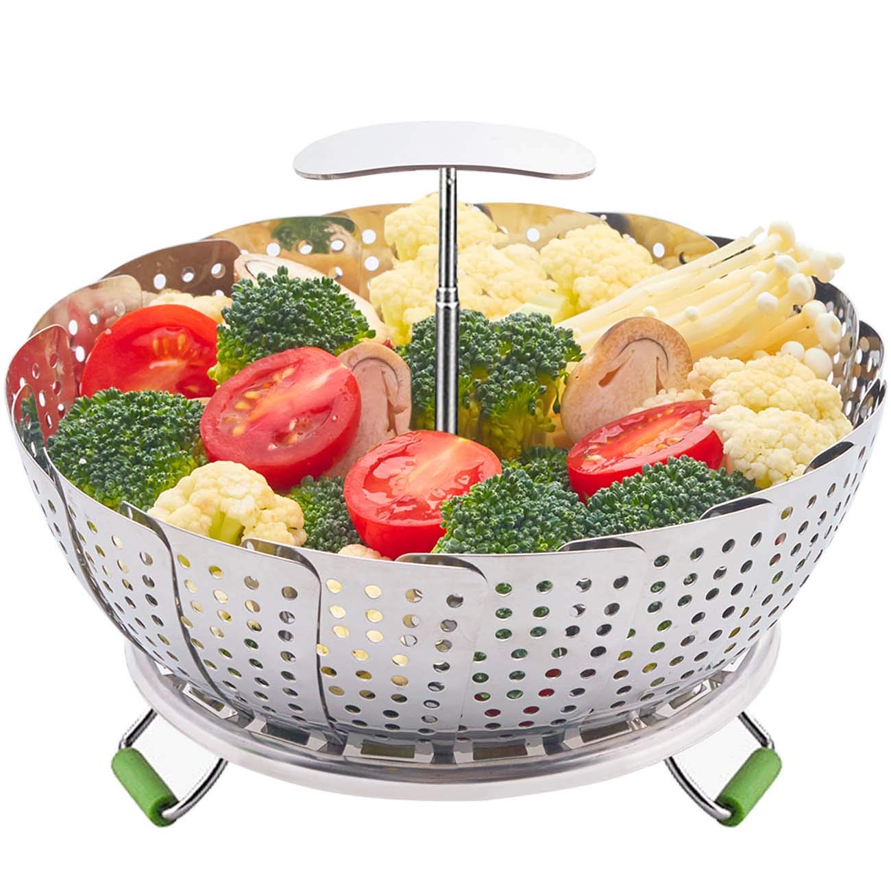 LHS Steamer Basket, Stainless Steel Vegetable Steamer Basket Insert for Veggie Fish Seafood Cooking, Expandable to Fit Various Size Pot (7.5" to 11.4") L