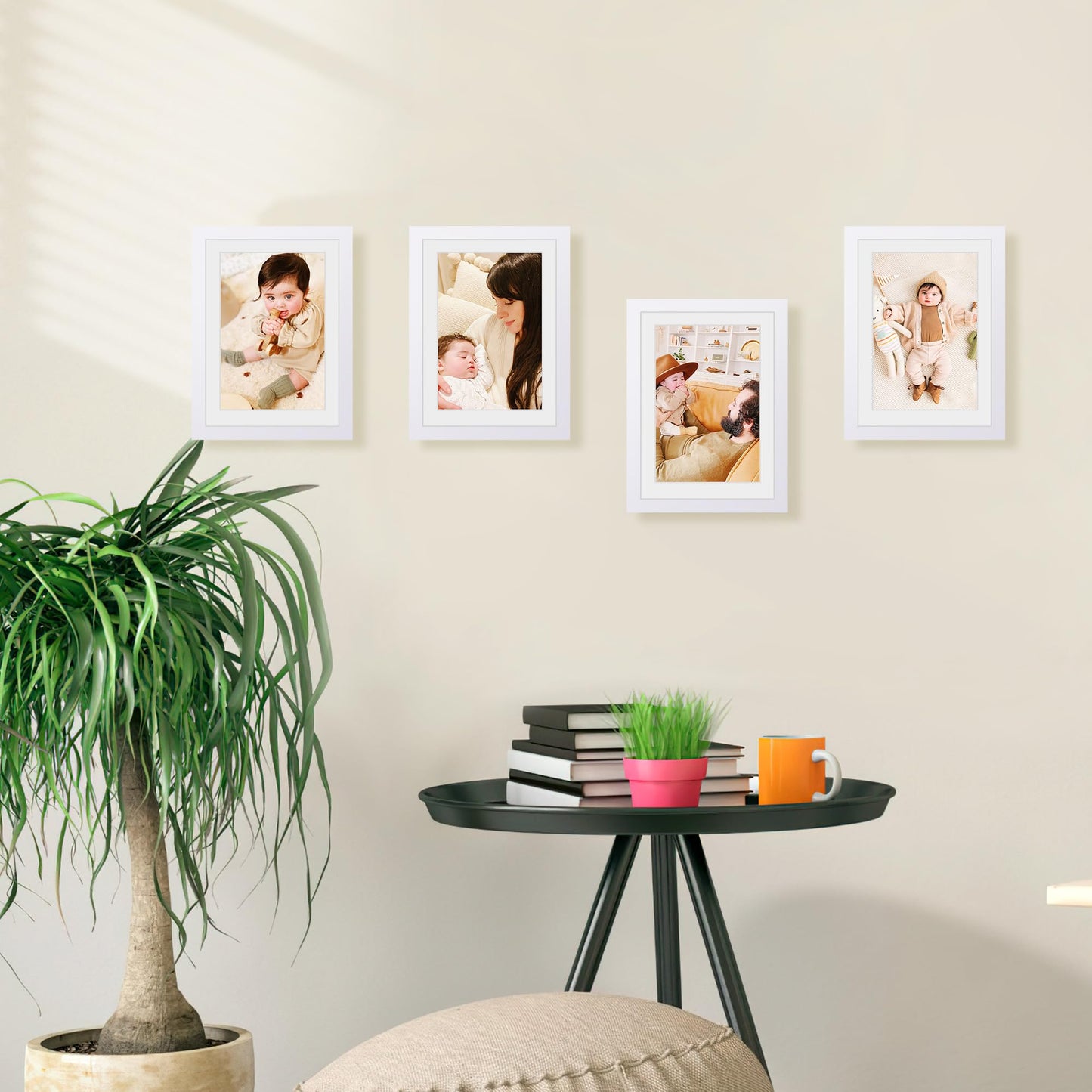 Lavezee 5x7 White Picture Frame Set of 10, Bulk Collage Frames for Photos 4x6 with Mat or 5x7 without Mat, Table Top and Wall Mounting Decor