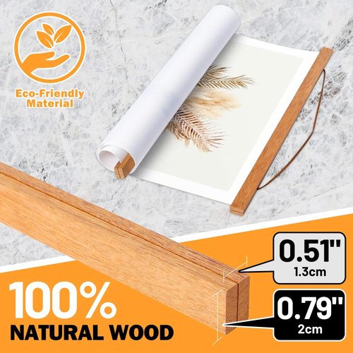 Benjia Magnetic Light Wood Poster Frame Set - 4 Pack for 16x20, 16x24, 16x22 Artwork | Teak Color