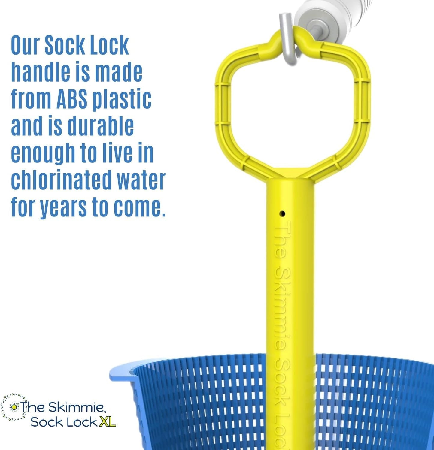 Skimmie Sock Lock XL - Weighted Pool Skimmer Basket Handle | Easy 1/4 Turn Removal | Securely Holds Skimmer Socks